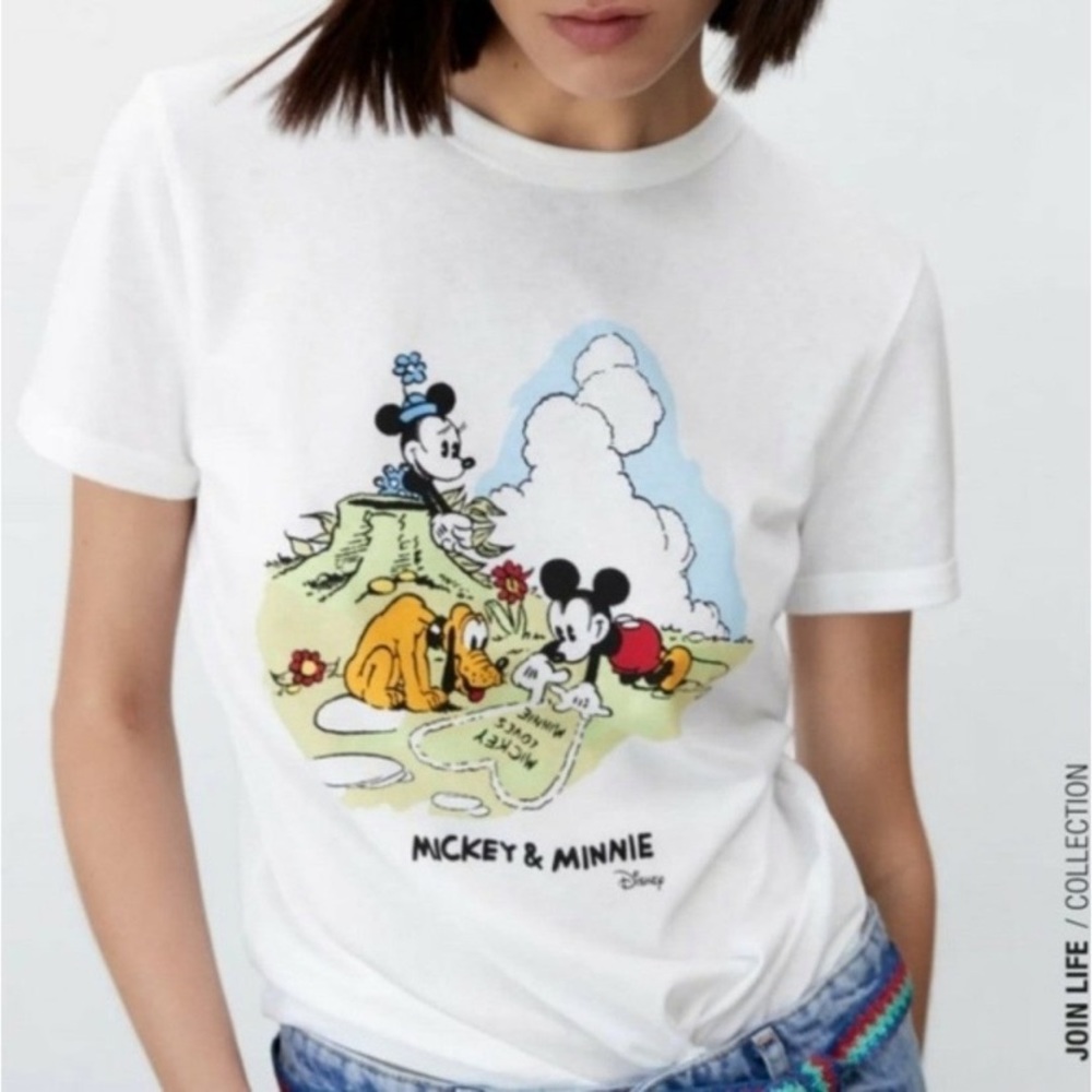 Zara x Disney Mickey & Minnie Tee T-Shirt Small